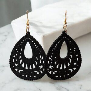Wood Hollow Out Drop Earrings